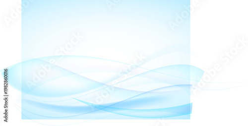 透明感のある滑らかな曲線の抽象的な青い背景、フレーム
