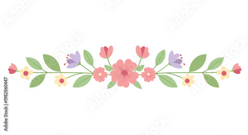 A cheerful corner design element featuring vibrant flowers and leaves. Perfect for adding a touch of nature and positivity to website designs, social 