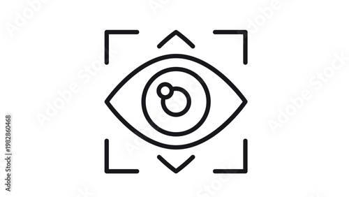 Eye Tracking and Iris Scan Vector Icon Illustration for Biometric Security, Digital Identification, Vision Focus, and Surveillance Monitoring Systems, Minimalist Black Line Art Graphic Symbol