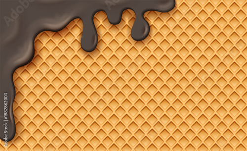 Belgian waffle inspired wafer biscuit texture with golden crispy structure, sweet dessert background ideal for food-themed designs, wafer biscuit texture