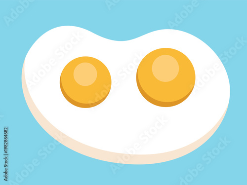 Fried Egg Vector Illustration, Simple Flat Food Design