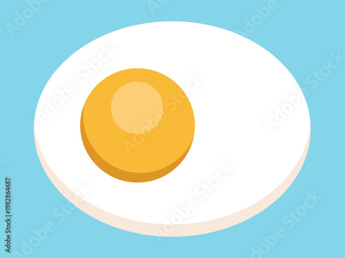 Fried Egg Vector Illustration, Simple Flat Food Design