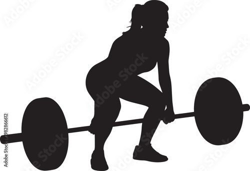 Female weightlifter performing deadlift workout silhouette strong woman gym fitness training graphic