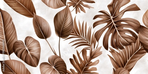 Tropical brown leaves creating natural abstract pattern