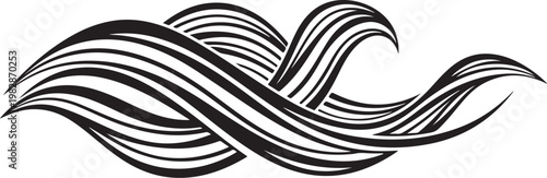 Black and white abstract wave design element