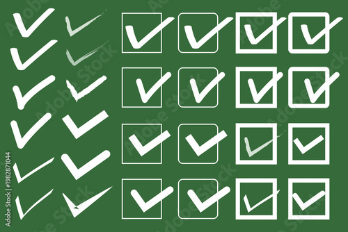 白いレ点・チェックマーク・チェックボックスのセット