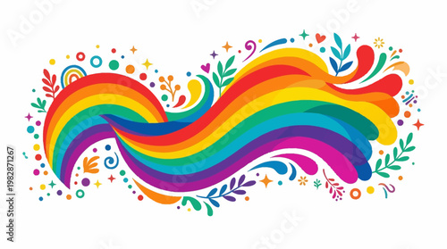 Colorful Rainbow Heart Design Element.