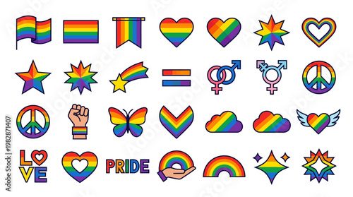 LGBTQ Pride Rainbow Symbols Collection.