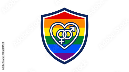 LGBTQ Pride Shield Emblem Logo.