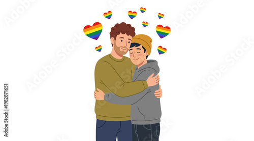 Two Men Embracing Love.