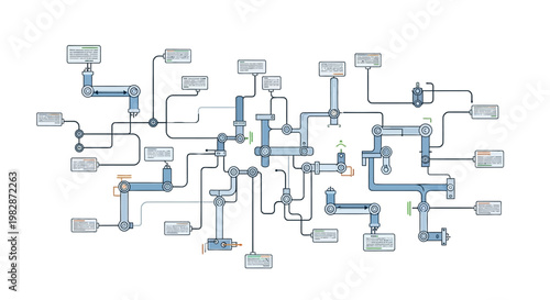 Industrial pipeline system diagram.