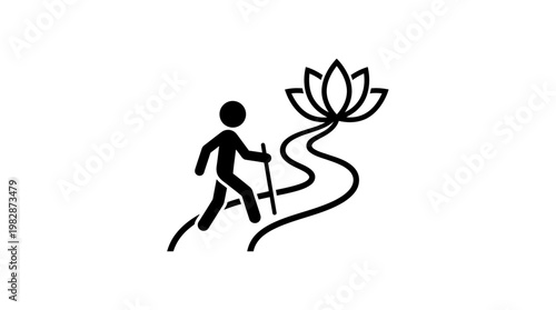 Path to Enlightenment Stick Figure Following Lotus Path