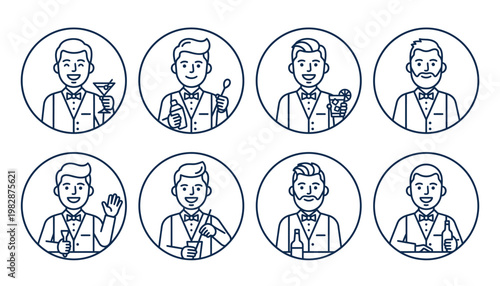 Set of scientist line icons.