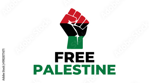 Free Palestine protest symbol with raised fist.