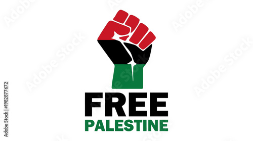 Free Palestine protest symbol with clenched fist.