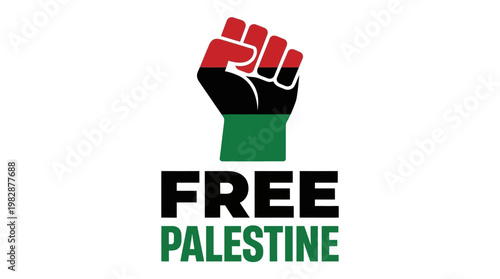 Free Palestine protest symbol with raised fist.