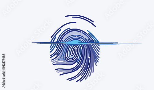 Fingerprint scanning biometric security flat vector