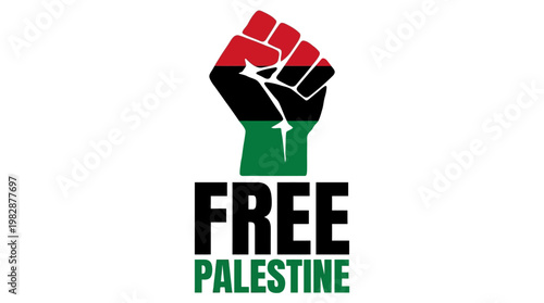 Free Palestine protest symbol with raised fist.