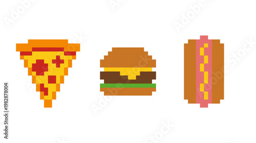 Pixel art of fast food icons.