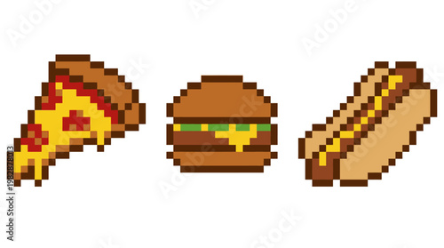 Pixel art of fast food items.