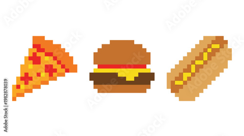 Pixel art of fast food items.