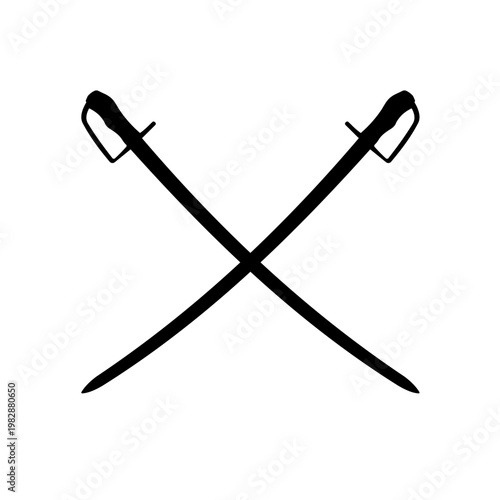 Crossed sabers silhouette - vector illustration