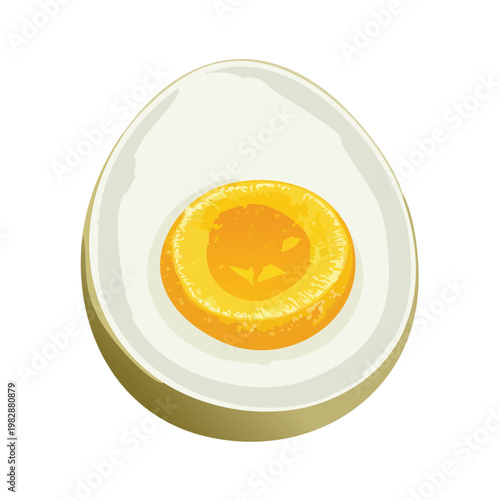 Half cut boiled egg illustration isolated on white background for design