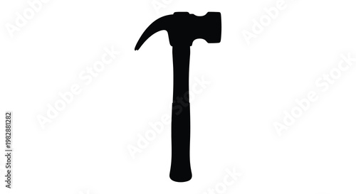 A striking black silhouette of a classic claw hammer powerfully defined silhouette