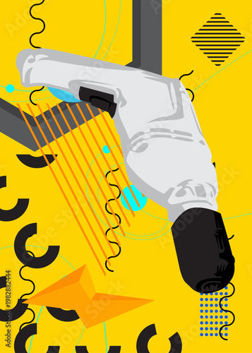 Drill geometrical graphic retro theme background. Minimal geometric elements. Vintage abstract shapes vector illustration.