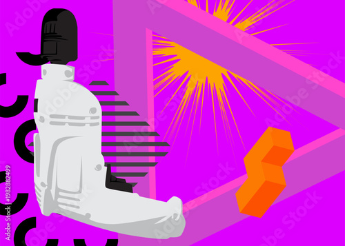 Drill geometrical graphic retro theme background. Minimal geometric elements. Vintage abstract shapes vector illustration.