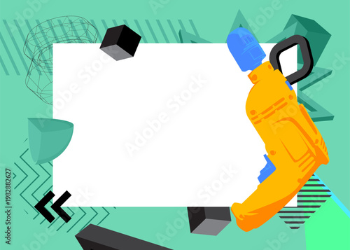 Drill geometrical graphic retro theme background. Minimal geometric elements. Vintage abstract shapes vector illustration.