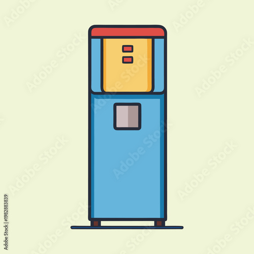 Stylized Water Cooler Dispenser Illustration with Clean Lines and Simple Design