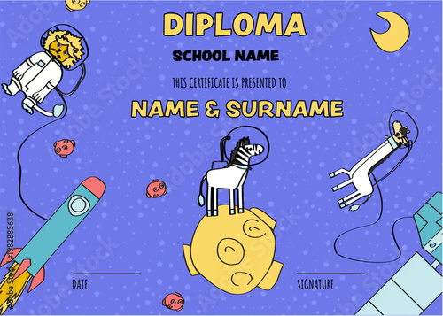 Kids Space Diploma Certificate Template