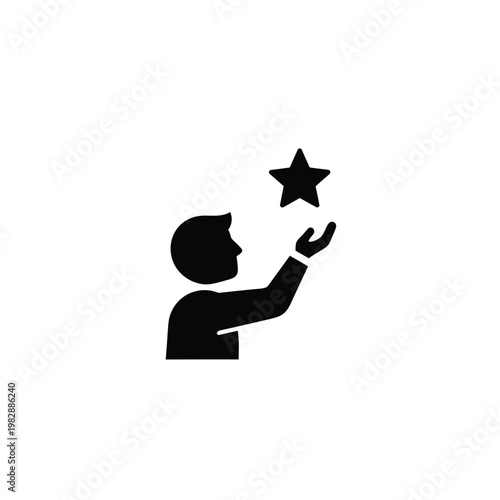 Silhouette of a person reaching for a star.