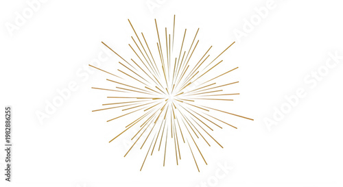Golden burst of light rays on isolated transparent background