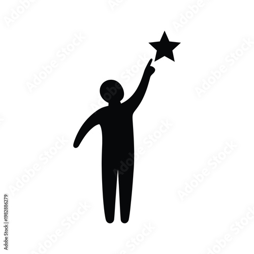 Silhouette of a person reaching for a star.