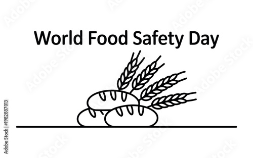 A logo illustration for World Food Safety Day with bread and wheat