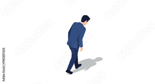 Isometric Businessman Walking Away Burnout and Fatigue Concept