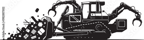 Heavy duty excavator, construction equipment, demolition machine, industrial vehicle