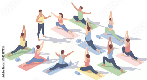 Isometric Yoga Instructor Teaching Class Wellness Studio Concept