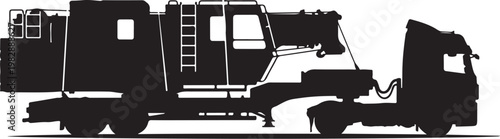 Black truck, vehicle silhouette, industrial transport, heavy equipment