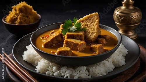 Japanese Chicken Katsu Curry, Crispy Fried Cutlet with Rich Curry Sauce and Rice, Authentic Japanese Comfort Food