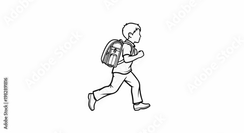 Outline of a boy with a backpack running
