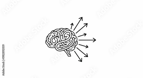 Stylized brain with arrows indicating outward thought or ideas