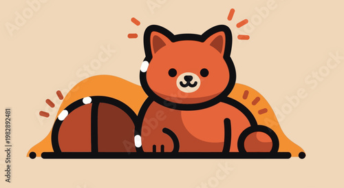 Cute Ginger Cat Lounging Underneath a Cozy Blanket