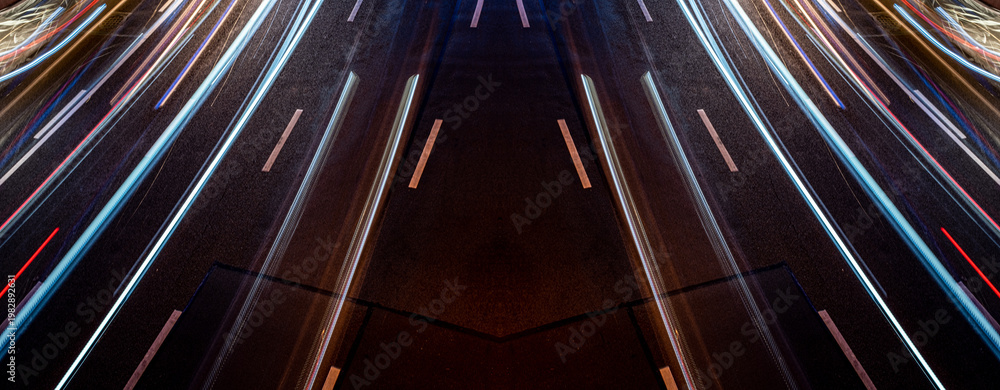 Fototapeta premium car lights trails on road