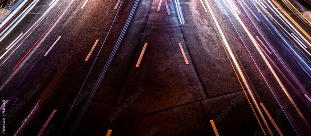 Fototapeta premium car lights trails on road