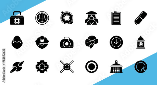 Collection of flat design icons representing diverse concepts and objects