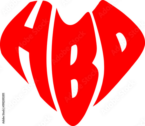 illustration of the word “HBD” arranged in a heart shape.
