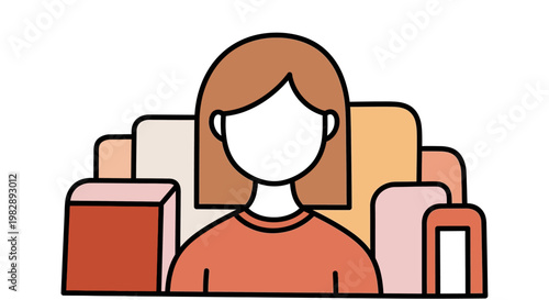 Illustration of a Woman in a Crowd